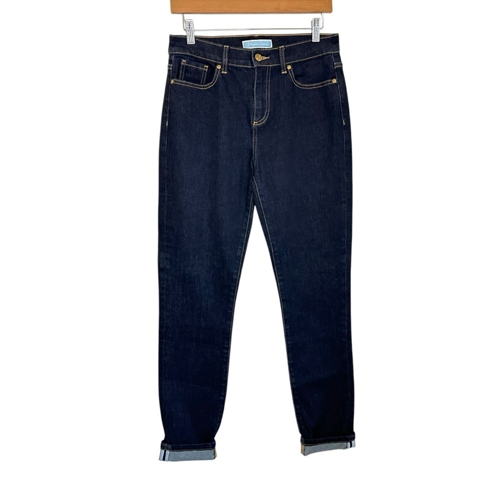 Draper James Womens Skinny High Rise Jeans Sz 28 Blue Dark Wash Stretch